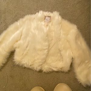 Free People white fur coat NWT